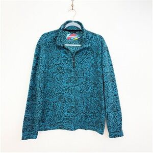 Chubbies‎ Men's Quarter Zip Fleece Pullover Blue Geometric Print Size M